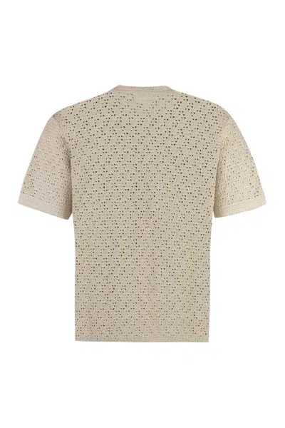 Shop Bottega Veneta Cotton Knit T-shirt In Sand