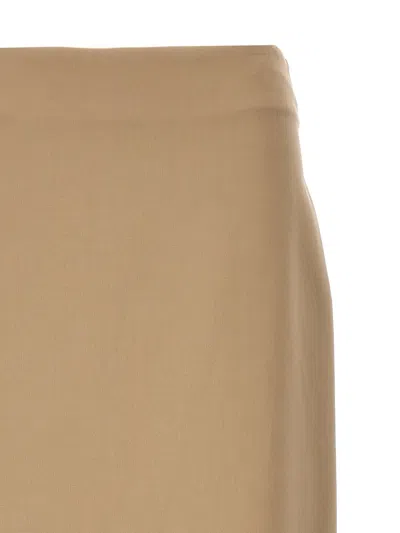 Shop Brunello Cucinelli Slit Cotton Skirt In Beige