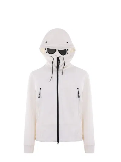 C.p. Company Lens-detail Zip-up Hooded Jacket In White