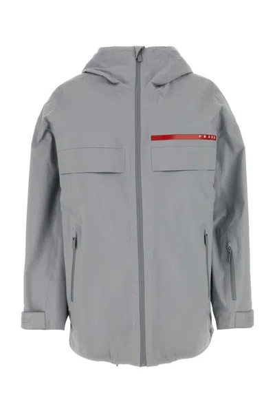 Shop Prada Jackets In Grey