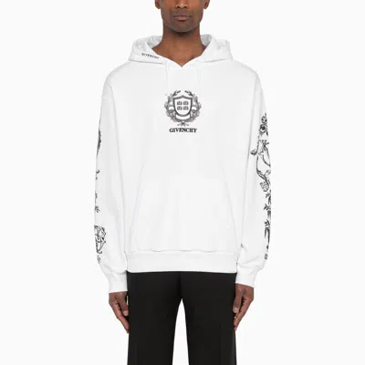 Shop Givenchy White Hoodie With Logo Embroidery