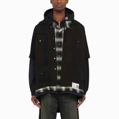 Miharayasuhiro Maison Mihara Yasuhiro Three Layer Hooded Shirt In Black