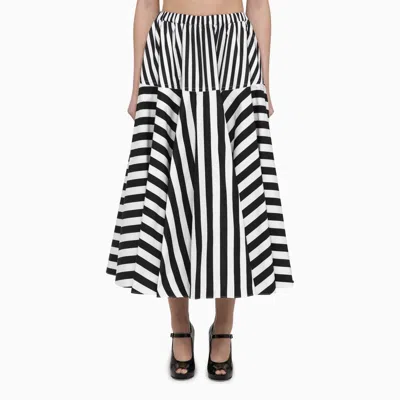 Shop Patou | White/black Striped Cotton Skirt