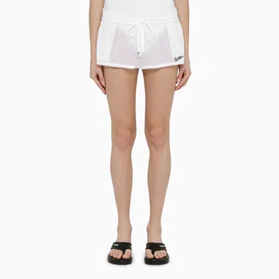 Attico Lightweight Cotton Shorts With Contrasting Logo In White