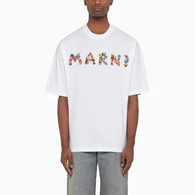 Shop Marni | White T-shirt With  Logo Bouquet