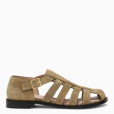 Shop Loewe | Campo Beige Suede Calfskin Sandal In Brown