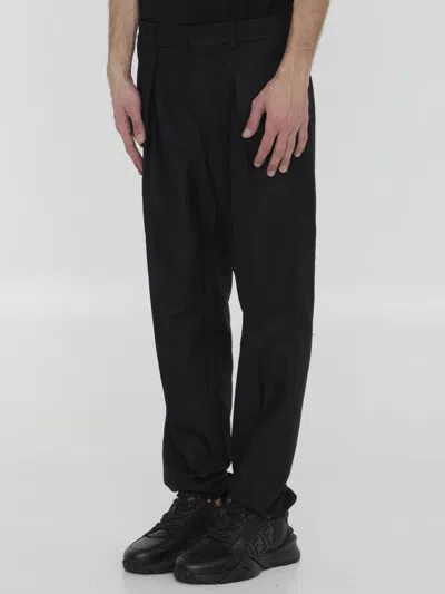 Shop Fendi Pleated Trousers In Black