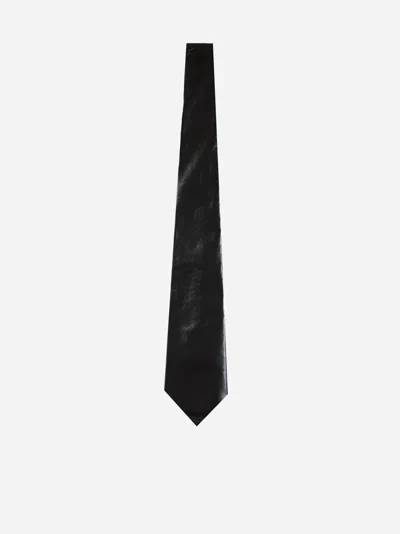Shop Bottega Veneta Leather Tie In Black