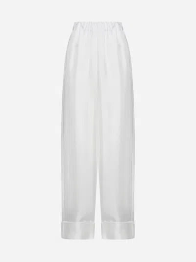 Shop Blanca Vita Petroy Silk Trousers In White