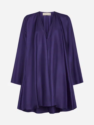 Shop Blanca Vita Aeonium Silk Oversized Dress In Purple