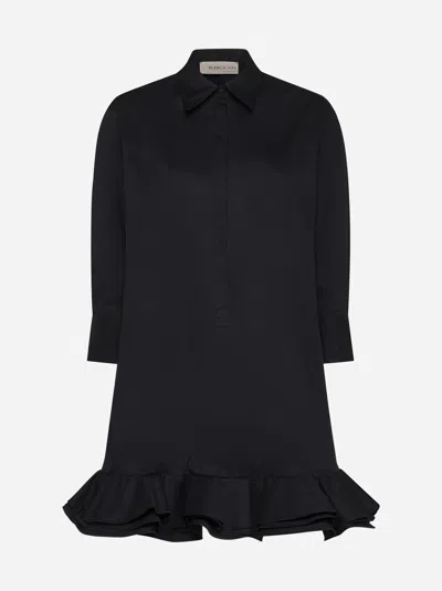 Shop Blanca Vita Acaly Cotton Shirt Dress In Black