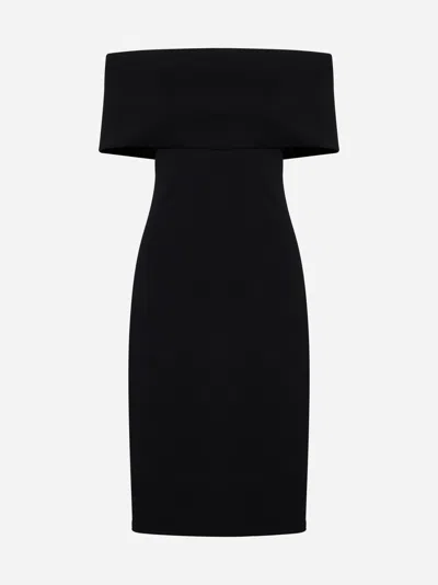 Shop Bottega Veneta Textured Nylon Off-the-shoulder Dress In Black