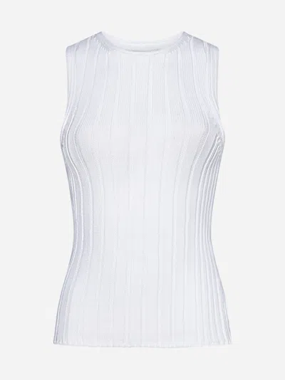 Shop Khaite Manu Cotton-blend Knit Tank Top In White