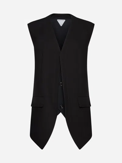 Shop Bottega Veneta Cotton-blend Double-layer Vest In Fondant,black