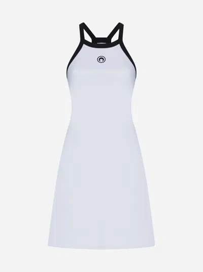 Shop Marine Serre Organic Cotton Mini Dress In White