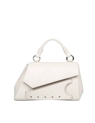 Shop Maison Margiela Grained Leather Handbag In White