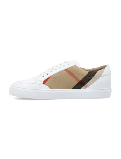 Shop Burberry New Salmond Sneakers In Optic White