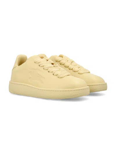 Shop Burberry Leather Box Sneakers In Daffodil