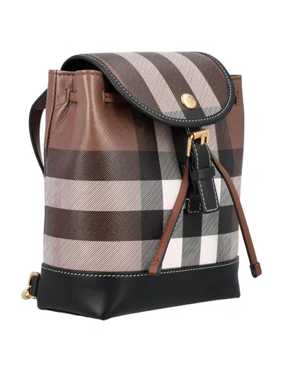 Shop Burberry Check Micro Backpack In Dark Birch Brown