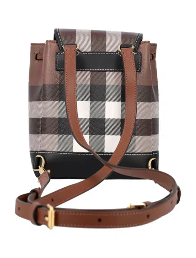 Shop Burberry Check Micro Backpack In Dark Birch Brown