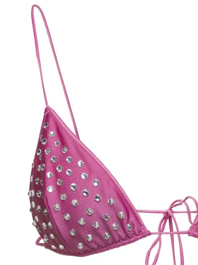 Shop Oseree 'gem Two Piece' Pink Bikini Two Piece With Rhinestones In Stretch Polyamide Woman