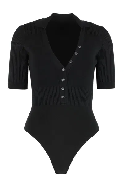 Shop Jacquemus Yauco Knit Bodysuit In Black