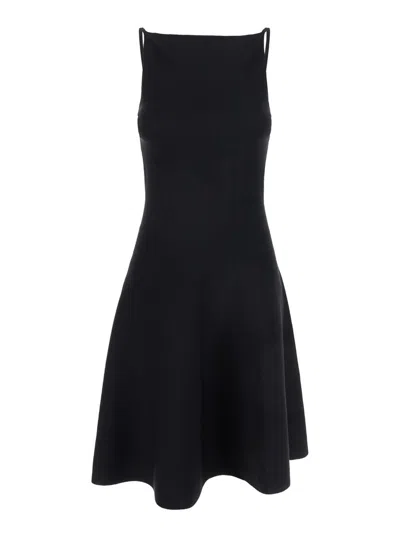 Shop Semicouture Mini Black Dress With Open Back In Viscose Blend Woman