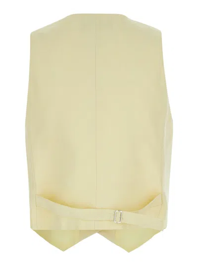 Shop The Andamane Yellow Vest With Buttons In Linen Blend Woman