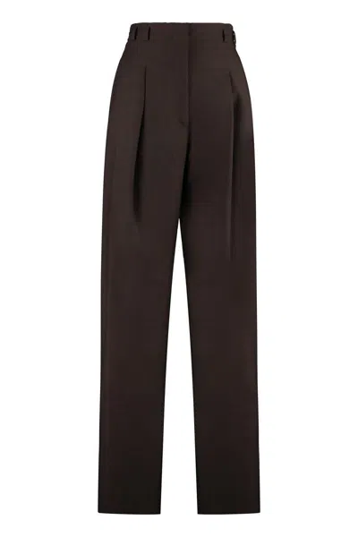 Shop Philosophy Di Lorenzo Serafini Wool Blend Trousers In Brown