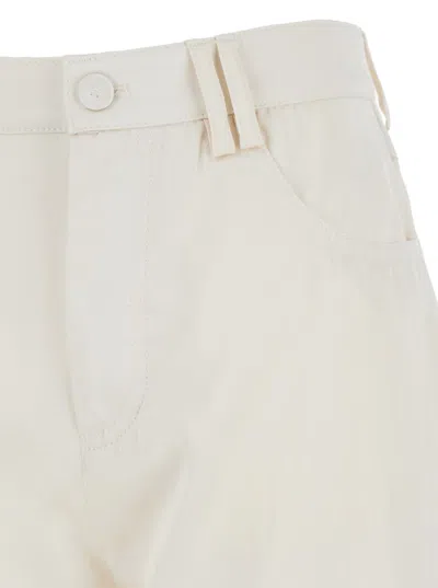 Shop Pinko White Wide Cuffed Pants In Viscose And Cotton Woman In Pink