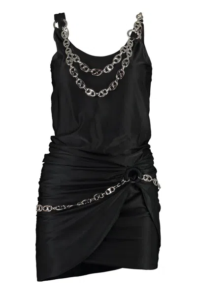 Shop Rabanne Dress With Chains In Black