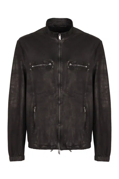 Shop Salvatore Santoro Leather Jacket In Black