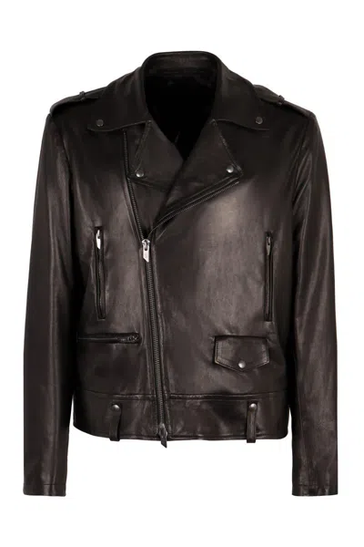 Shop Salvatore Santoro Leather Jacket In Black