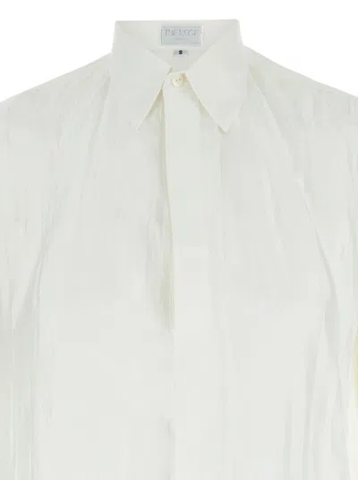 Shop The Rose Ibiza White Maxi Shirt With Wrinkled Effect In Silk Woman