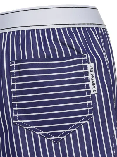 Shop Des_phemmes Light Blue Striped Shorts In Cotton Woman