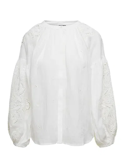 Shop Scarlett Poppies White Embroidery Anglais Shirt In Techno Fabric Woman