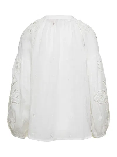 Shop Scarlett Poppies White Embroidery Anglais Shirt In Techno Fabric Woman