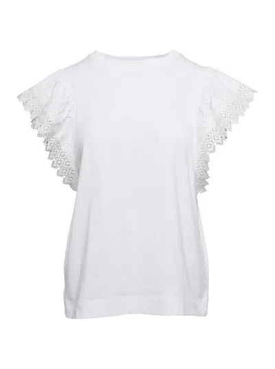 Shop Twinset White Crew Neck T-shirt In Cotton Woman