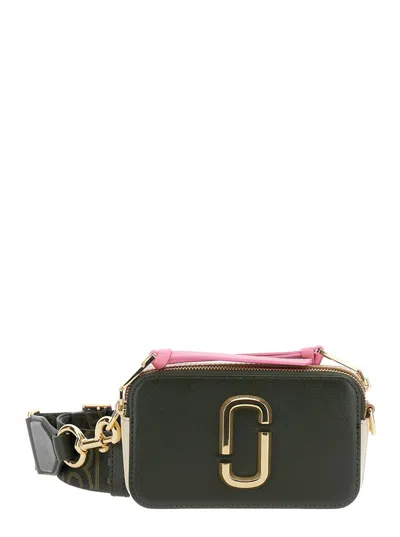 Shop Marc Jacobs 'the Snapshot' Black Shoulder Bag With Metal Logo At The Front In Leather Woman In White