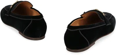 Shop Tod's Velvet Loafers In Black