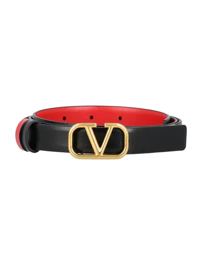 Shop Valentino Garavani Vlogo Signature Reversible Belt In Nero-rouge Pur