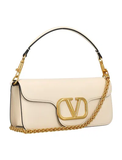Shop Valentino Garavani Shoulder Bag Loco' In Light Ivory