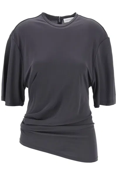 Shop Christopher Esber Top With Side Draping Detail In Grey