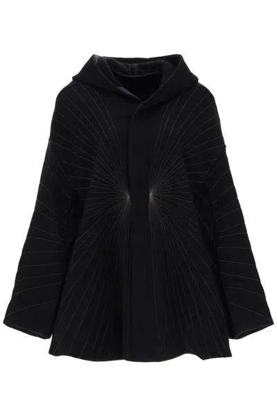 Shop Rick Owens 'peter' Coat With Radiance Embroidery In Black
