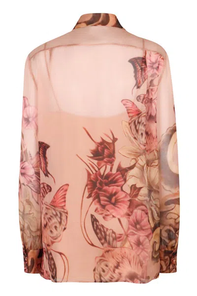 Shop Alberta Ferretti Printed Silk Shirt In Pink