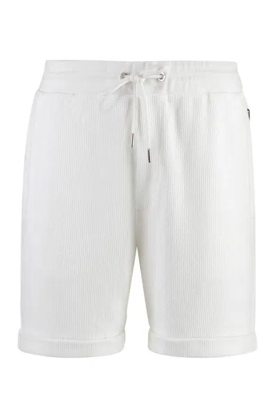 Shop Hugo Boss Boss Cotton Bermuda Shorts In White