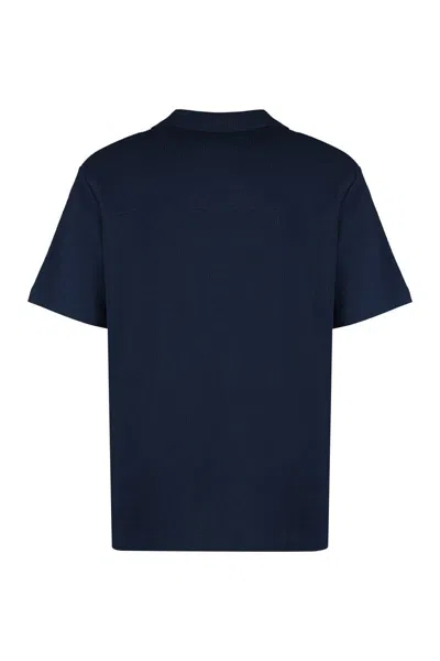 Shop Hugo Boss Boss Short Sleeve Cotton Shirt In Blue