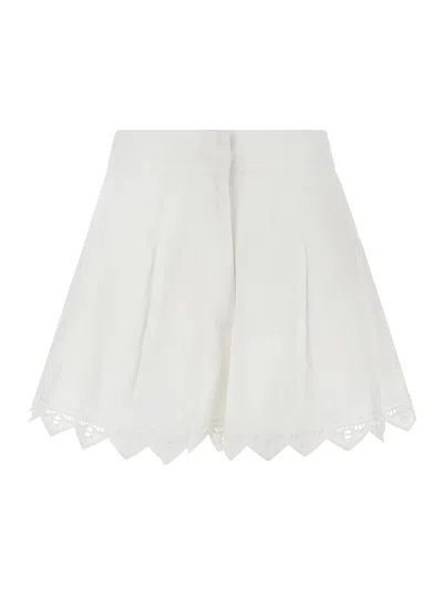 Shop Scarlett Poppies White Shorts With Trimmed Edges In Techno Fabric Woman