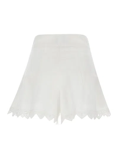 Shop Scarlett Poppies White Shorts With Trimmed Edges In Techno Fabric Woman