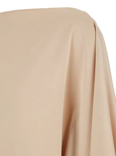 Shop Plain Beige Stole With Boat Neckline In Satin Woman In Pink